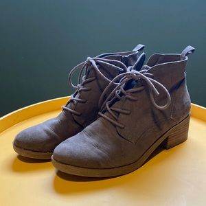 Brown Style & Co lace-up ankle bootie w/ block heel